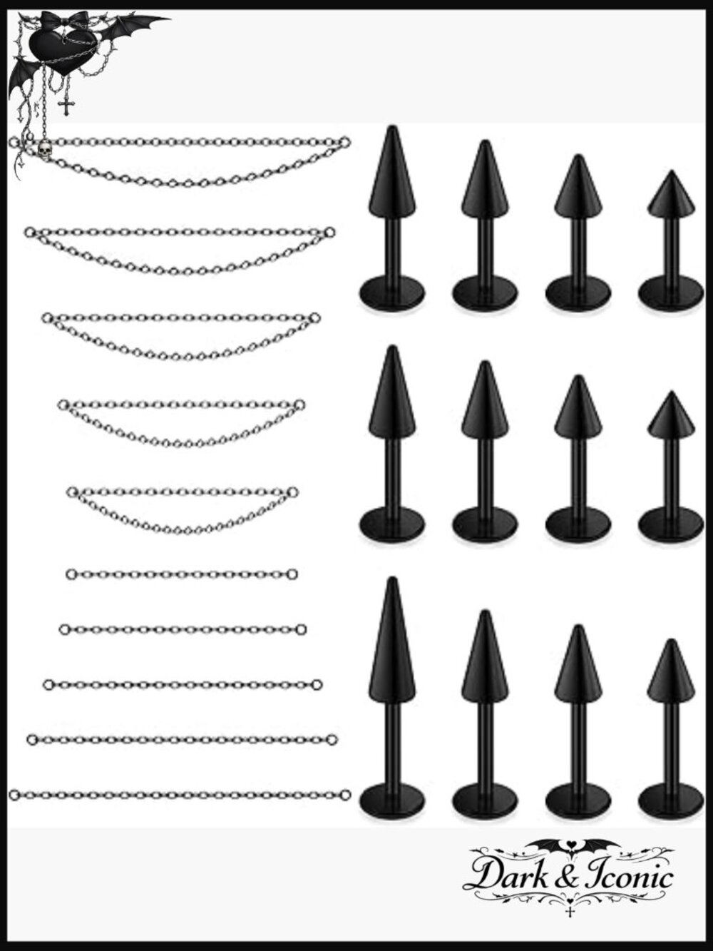 20G 18G 16G Flat Back Earrings Nose Rings Studs Surgical Steel Spike Lip Tragus